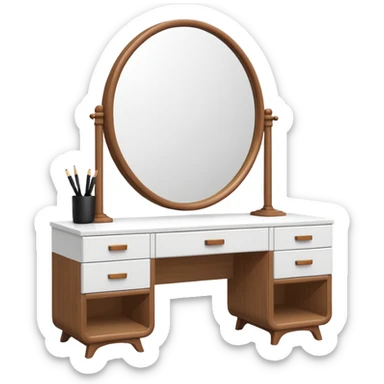 White desk with vanity mirror (no person) sticker