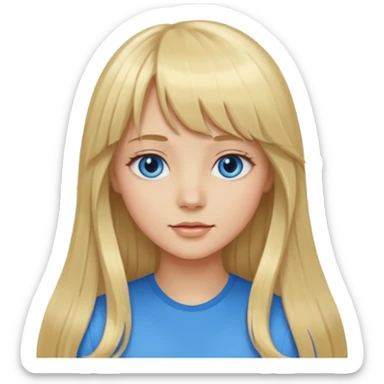 Girl long flowing blonde hair With BANGS sticker