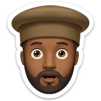 Black male, goatee beard, hat on, surprised facial expression sticker