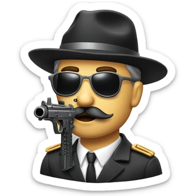 Moustache with machinegun sticker