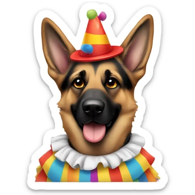 German shepherd in clown costume sticker