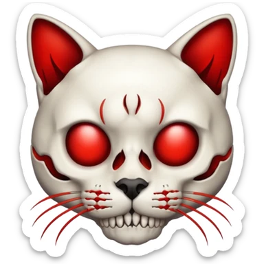 Half red cat half skull sticker