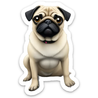 Pug on a Northern California rugged beach sticker