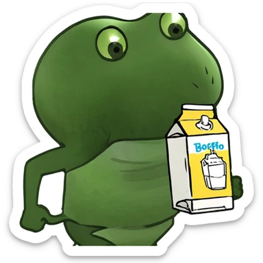 fat person running giggling chugging milk sticker