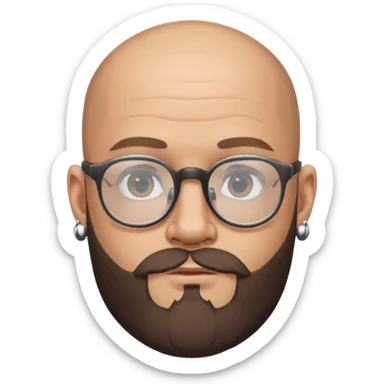 bald man with a beard and tattoo, wearing glasses and earrings sticker