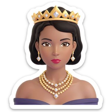 glamorous, thick African American woman with dark brown skin, straight black hair, makeup, gold jewelry, diamonds, confident and stylish sticker