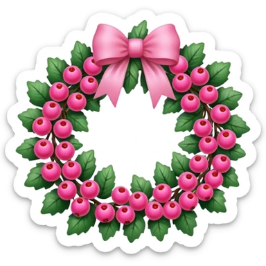 pink ornament wreath with berries sticker