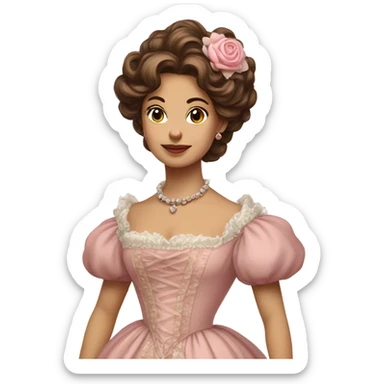 vintage rococo mixed woman with brown hair in a light pink gown  sticker