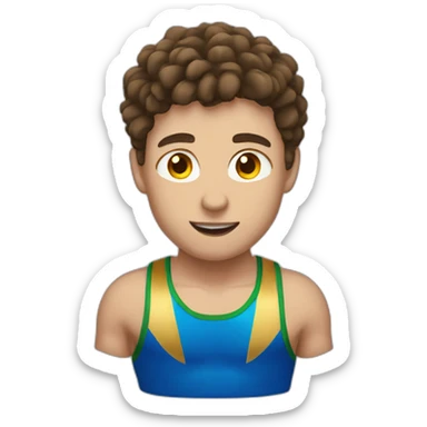 Wrestler with short brown hair and gold medal  sticker