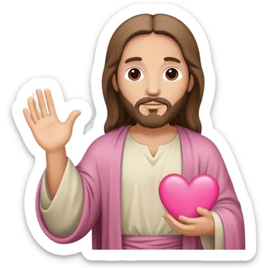 jesus with a pink heart  sticker