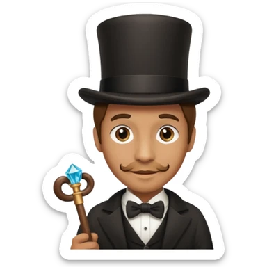 Man with top hat, cane and diamond tooth sticker