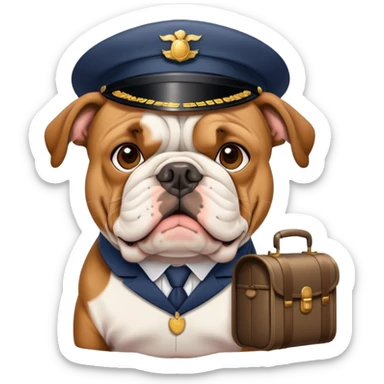 english bulldog with a postman sticker