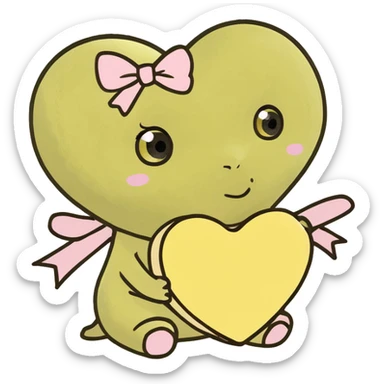 baby yellow heart with a light pink bow wrapped around it  sticker