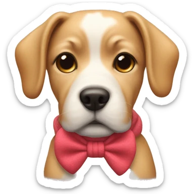 Dog wearing a bow sweater and a bow on there head sticker