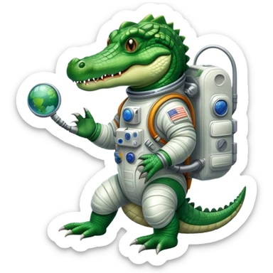 crocodile in space suit sticker