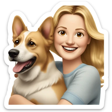Drew Barrymore With Her Dog Douglas  sticker