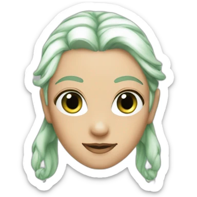 half elf with green eyes white hair in bun sticker