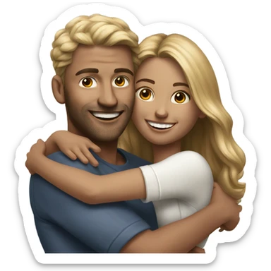 Hyper Realistic beautiful model couple hug and laugh  sticker