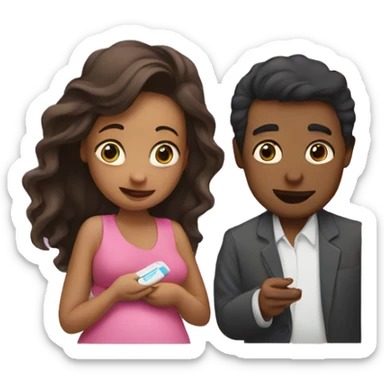 couple looking at pregnancy test sticker