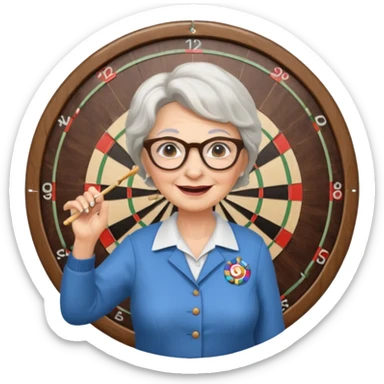 White lady grandma playing darts sticker