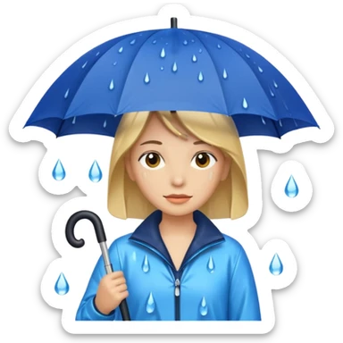People getting wet (umbrella, dripping hair) sticker