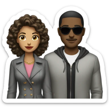 Homme noir avec veste cucci stupéfait devant une jolie femme avec yeux avec des cœurs  sticker