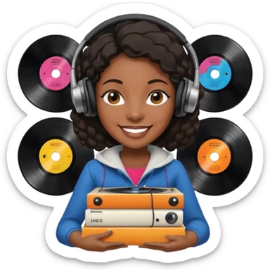 Vinyl Record Collector black woman sticker