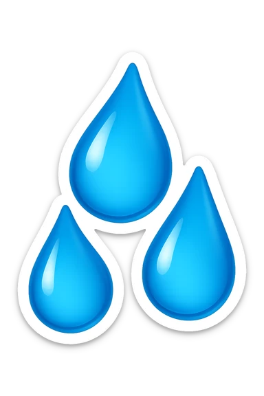 emoji 3d stile iphone che rappresenta 3 GOCCE DI ACQUA 3d sticker