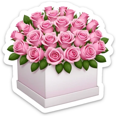 bouquet of pink 15 roses in a white box sticker