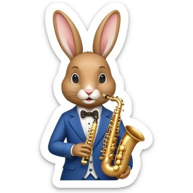 rabit playing saxophone jazz sticker