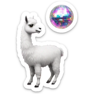 Party lama in livingroom with discoball sticker