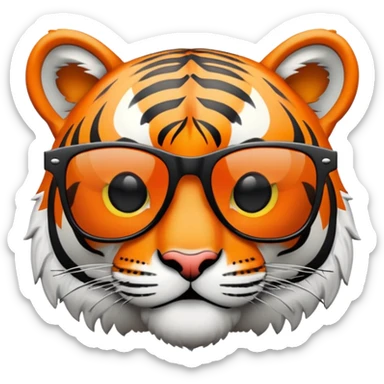 tiger face with dark lens wayfarer sunglasses, cool expression sticker