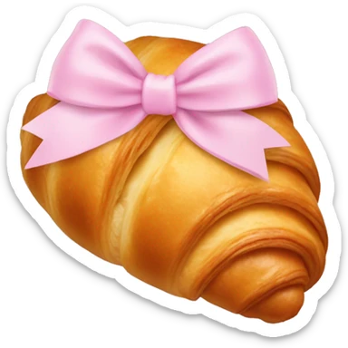 Croissant with light pink bow sticker