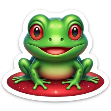 Frog Happy Cute Red Glitter Space sticker