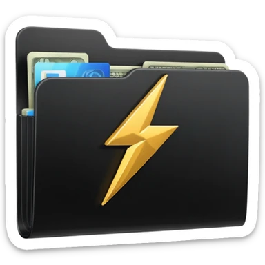 black folder flash file with a finances logo
 sticker