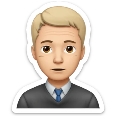 a man teacher, head is tilted, with an aching logo beside the neck sticker