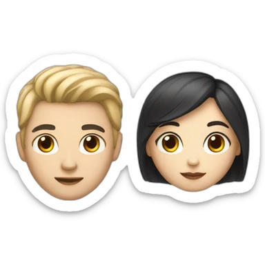 couple girl with  white skin and dark hair and man with light skin and hair sticker