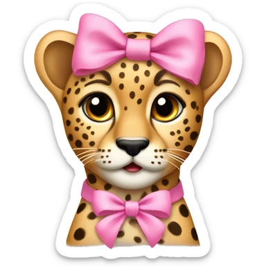 Cheetah  with a small pink bow on her ear￼ sticker