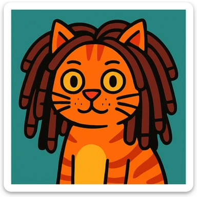 orange cat with dreads sticker
