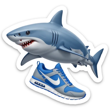 Shark with blue nike shoes on his legs sticker