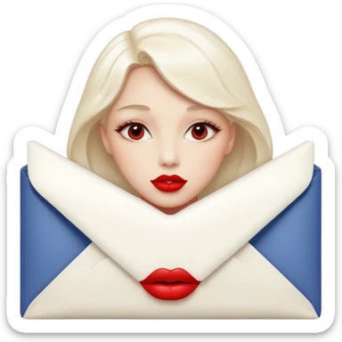 a beautiful loving kiss on it lipstick white opal envelope sticker
