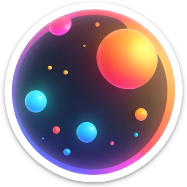 Floating multicolor orb with a soft glow — a little futuristic, particles. sticker