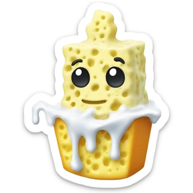 kitchen sponge covered in yogurt sticker