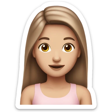 Brown long hair white girl with pink soft dress sticker
