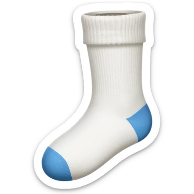 minimal emoji, white sock, hole at big toe, slightly frayed edges sticker