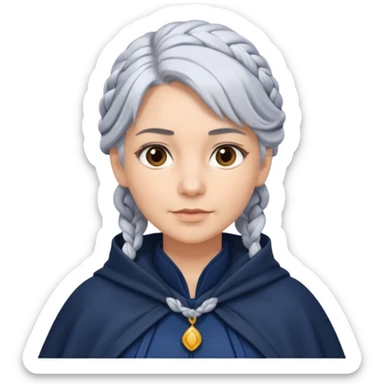 braid silver hair, navy cloak sticker