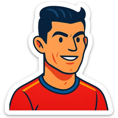 Cristiano Ronaldo as a vibrant toon icon, bold colors, cartoonish features sticker