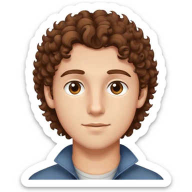 good looking young adult boy with brown curly hair and brown eyes sticker