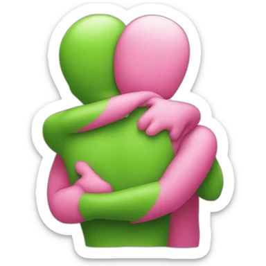 hug pink and green people sticker