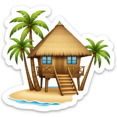 Palm tree beach hut sticker